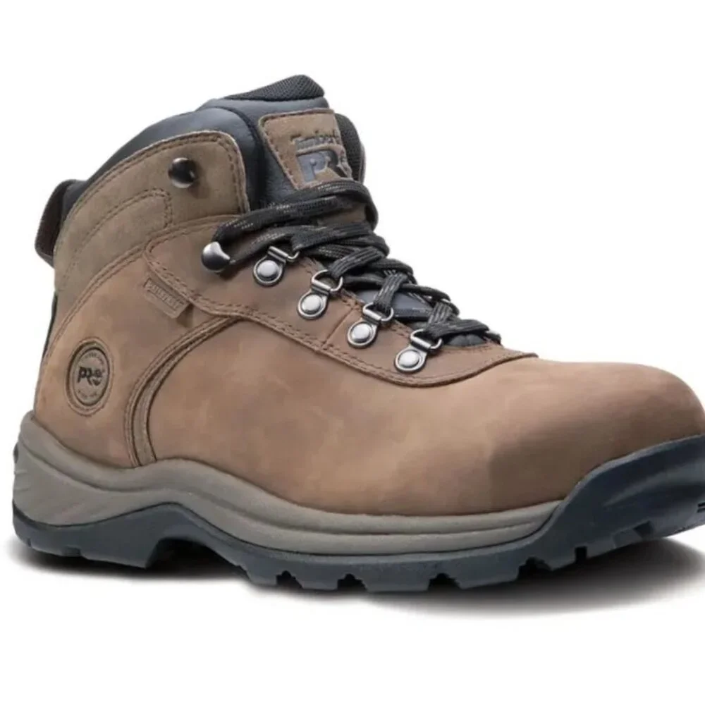 Timberland Mens Dark Brown Leather Steel Toe Waterproof Work Boots Sz 11.5 M NIB